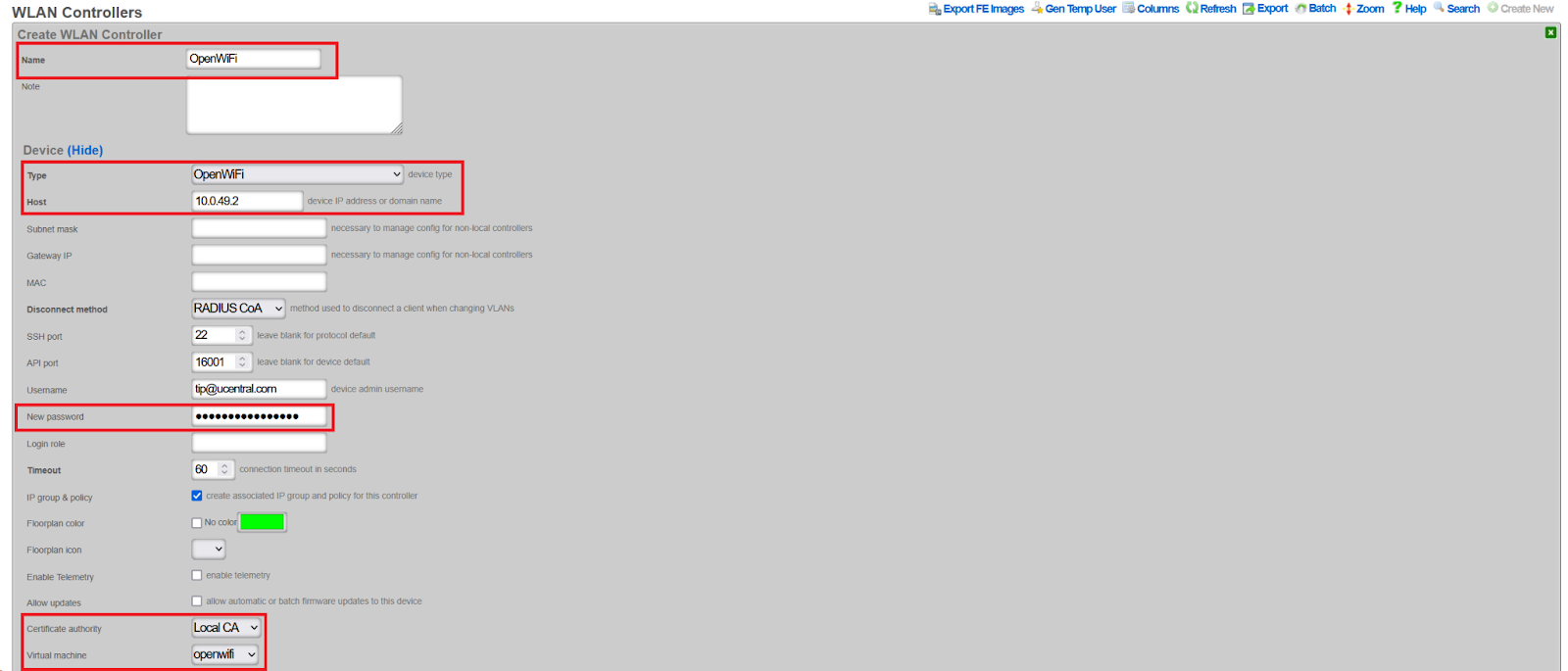 WLAN Controller Configuration