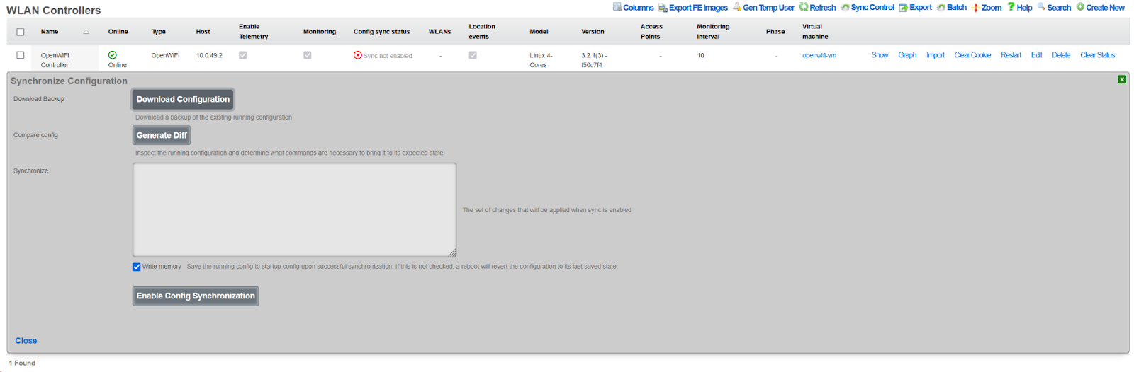 Configuration Synchronization Dialog