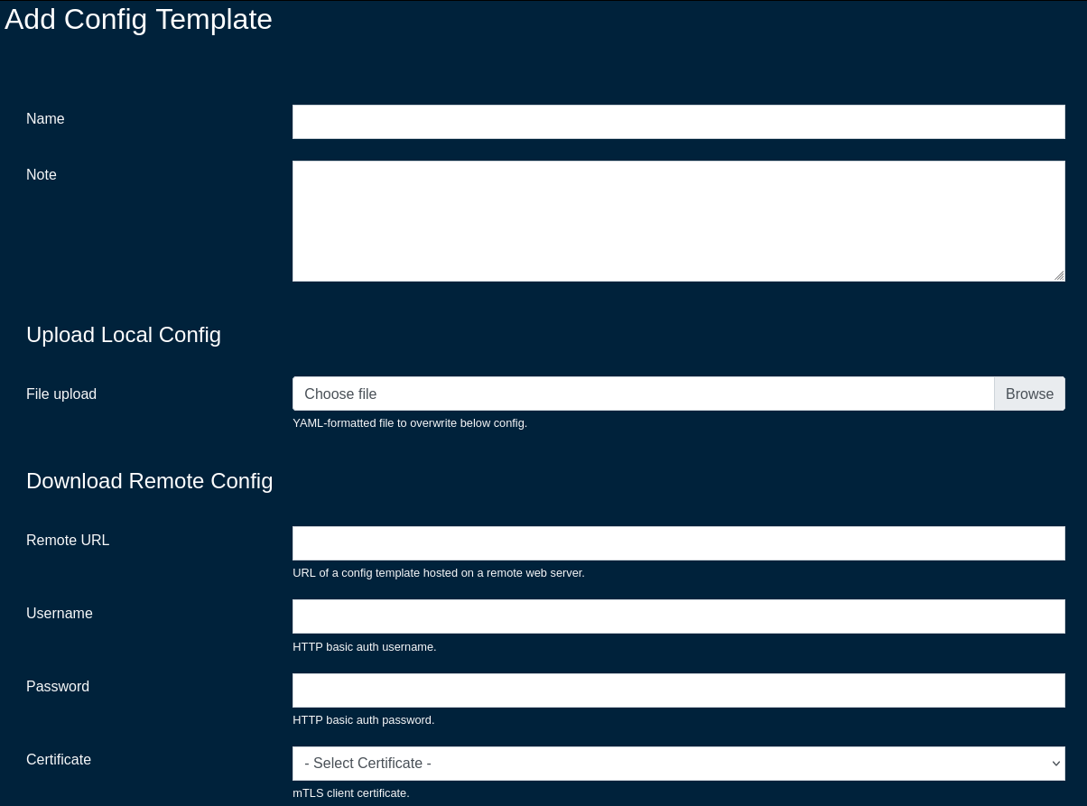 Add config template, part 1