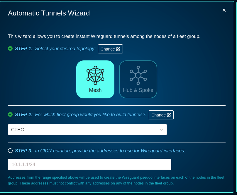 Wizard, step 3