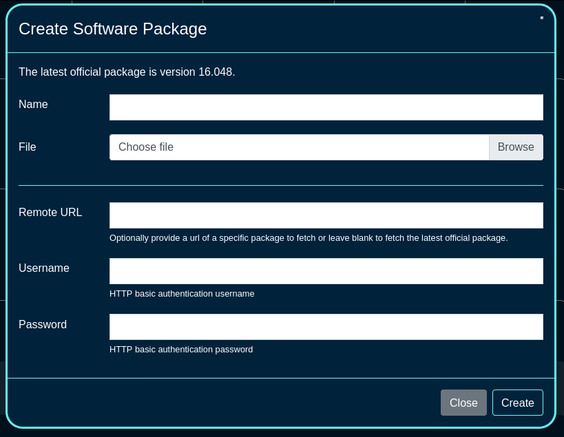 Software Package, create new