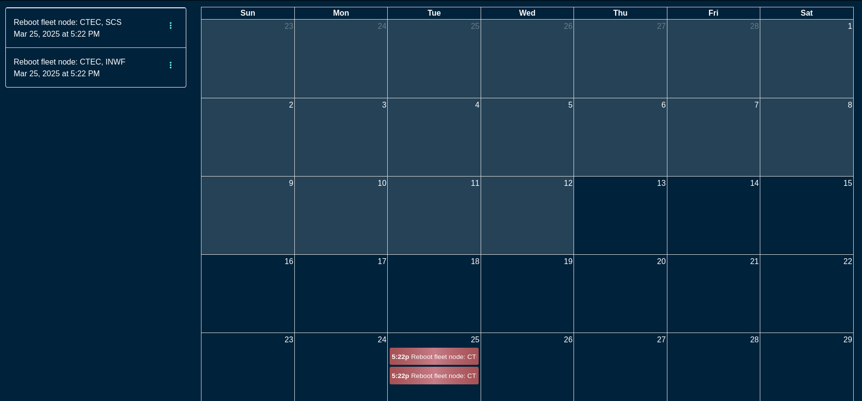 Scheduled Reboot, schedule created