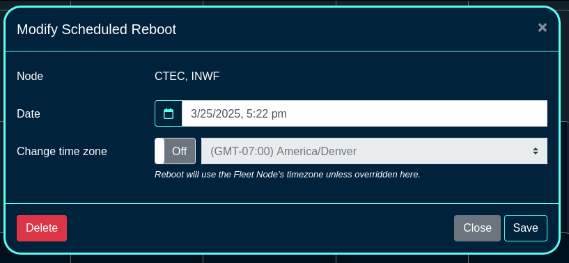 Scheduled Reboot, modify event