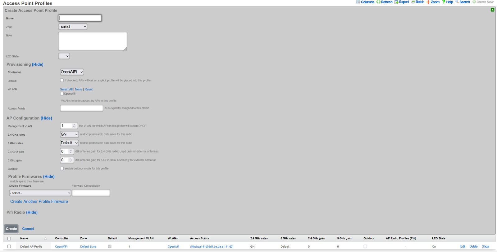 Access Point Profile Configuration
