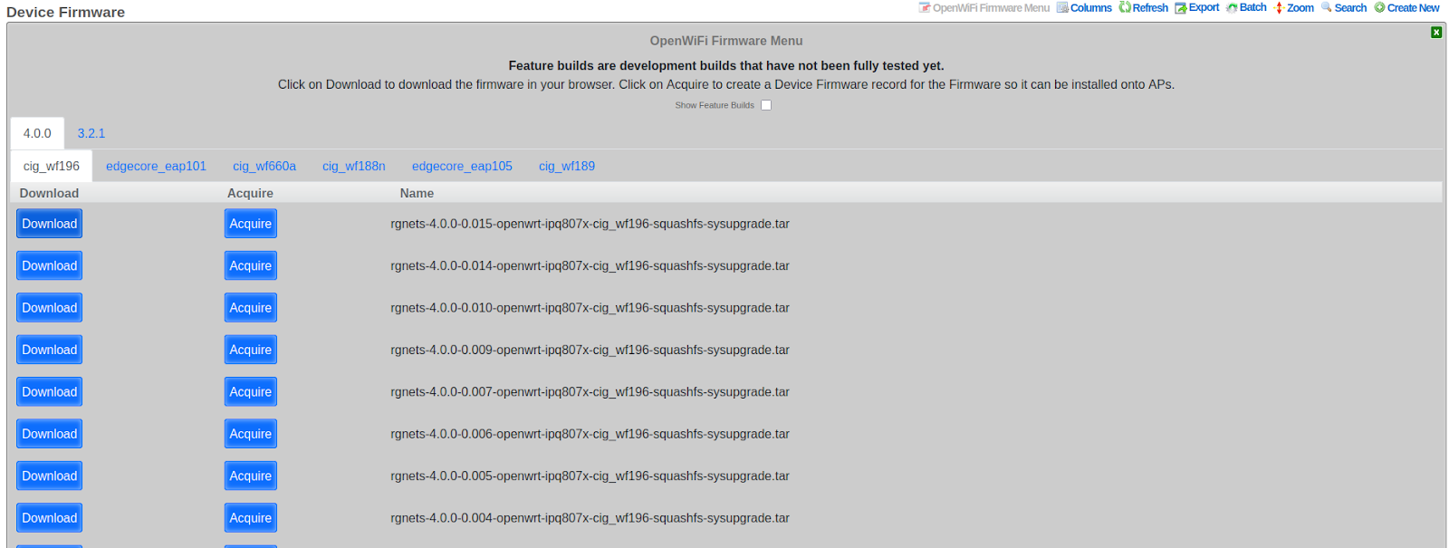 OpenWiFi Firmware Menu