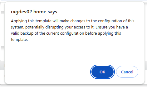 Template Apply Confirmation