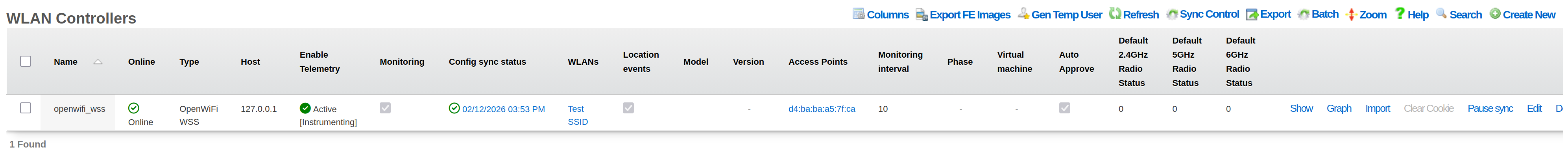 WLAN Controller Online Status